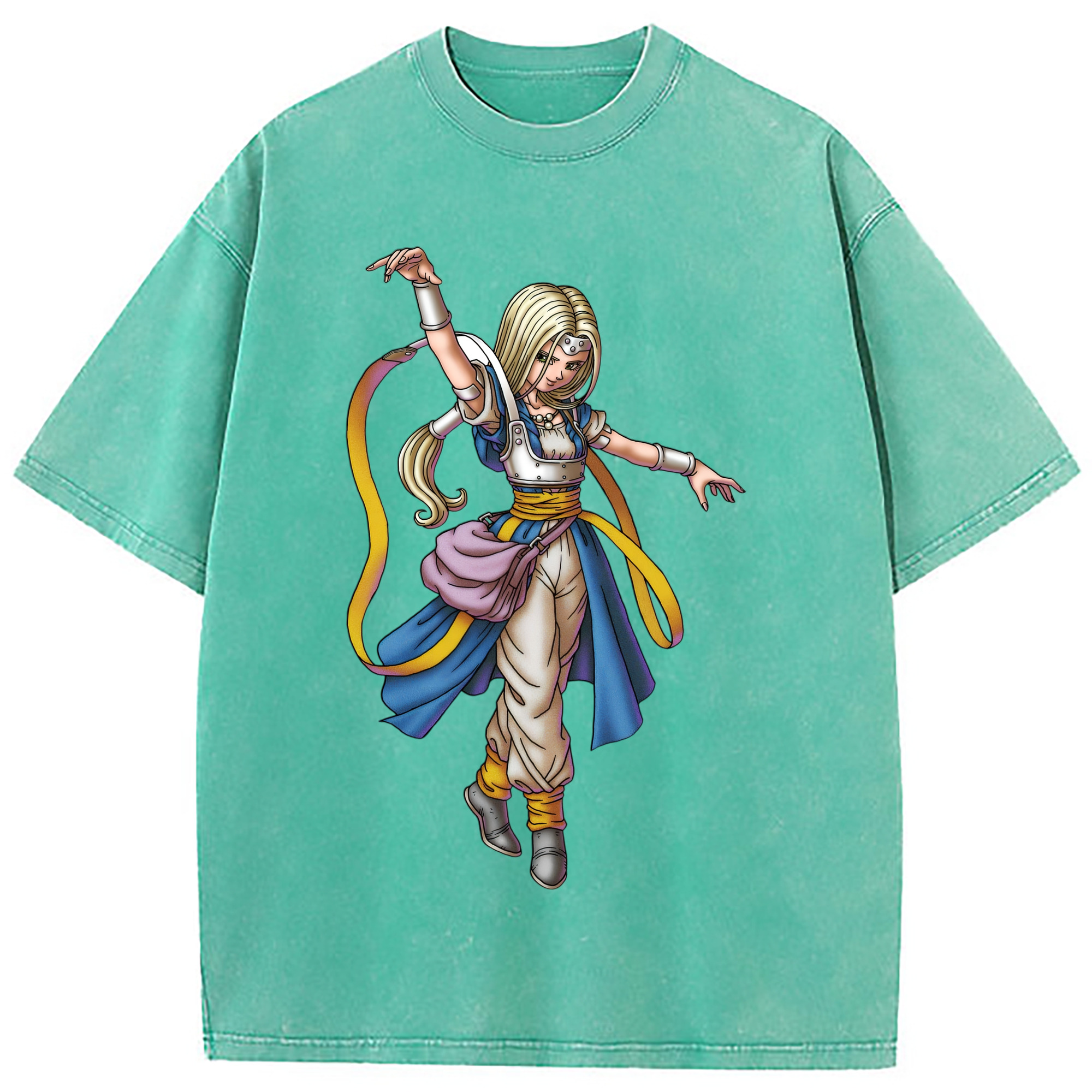（画像用） ドラゴンクエスト Doragon Kuesuto Dragon Quest 綿100% ヴィンテージ風 半袖Tシャツ（フロントプリント）